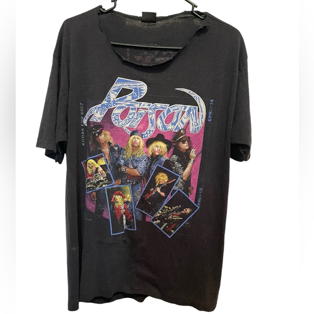 Poison Open Up And Say Ahh VTG 1988 Rock Metal Band T Thrashed Single Stitch Med